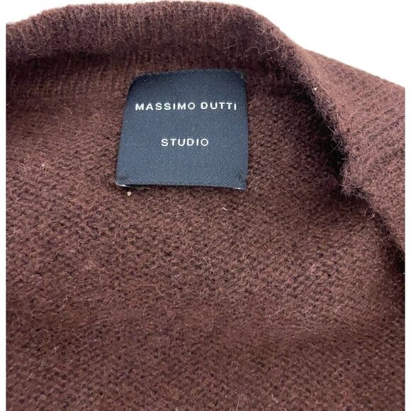 Massimo Dutti STUDIO Womens Sweater Size M Brown Cardigan Knit Vneck oversized - Picture 3 of 7